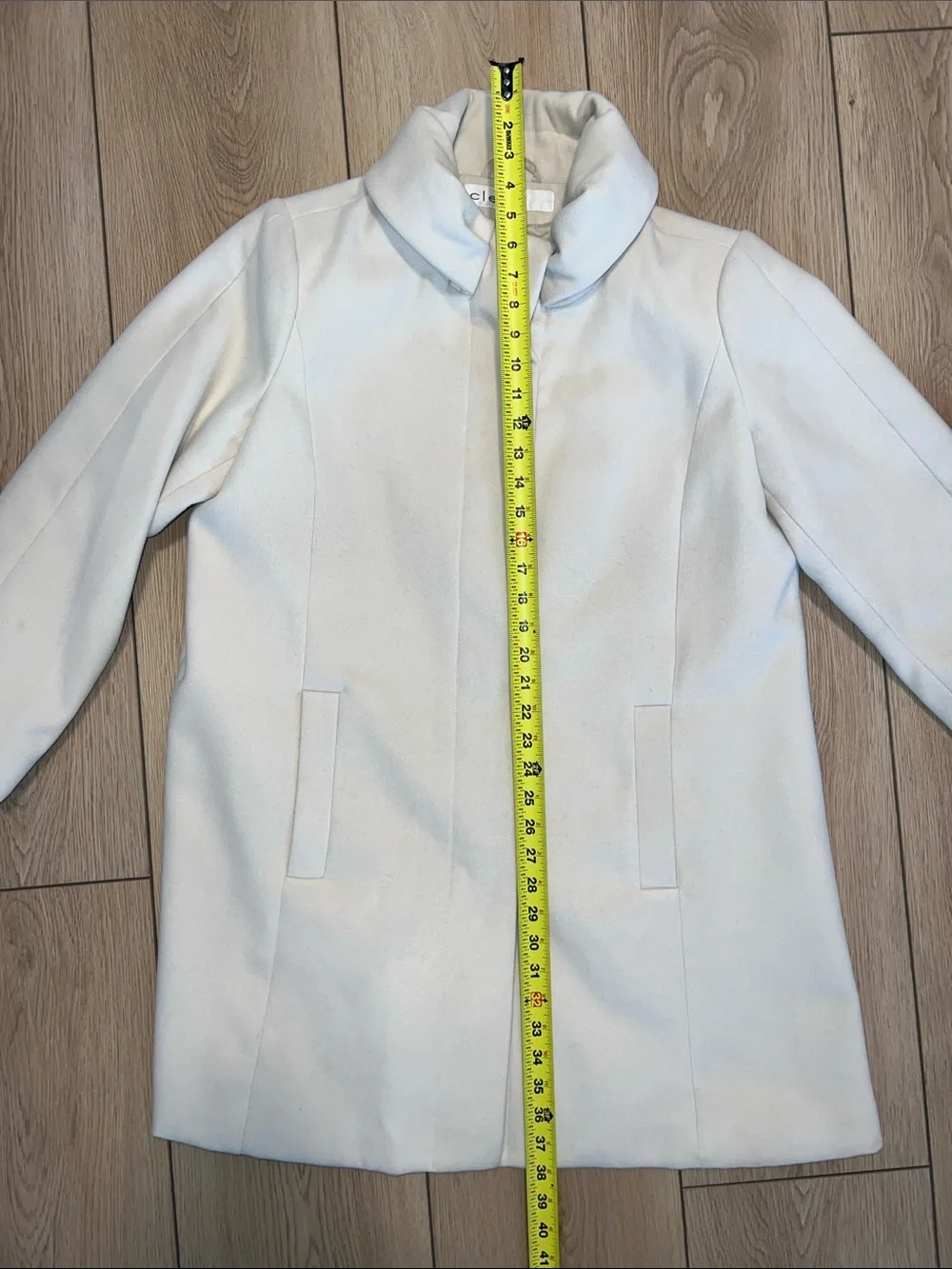 cleo Cream A-Line Stand Collar Trench Coat - Picture 13 of 14
